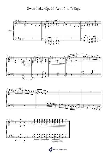Swan Lake, Op. 20, Act I, No. 7: Sujet Sheet Music by Pyotr Ilyich Tchaikovsky-Arr.Hebart Timron