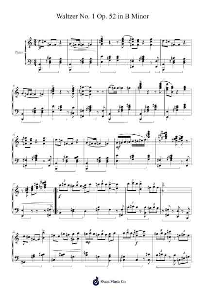 Waltz No. 1 in B Minor, Op. 52 Sheet Music by Ryan Wilkinson-Arr.Bclark
