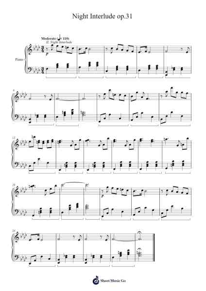 Night Interlude op.31 Sheet Music by Gilllix-Arr.Junegia Wato