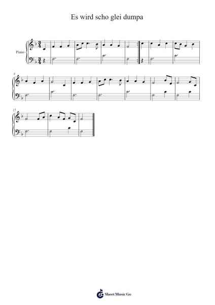 Es wird scho glei dumpa Sheet Music by Misc Traditional-Arr.Deirmand