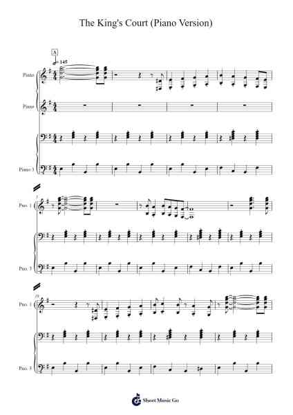 The King's Court (Piano Version) Sheet Music by Kristofer Maddigan-Arr.Bunkyle Wanmia
