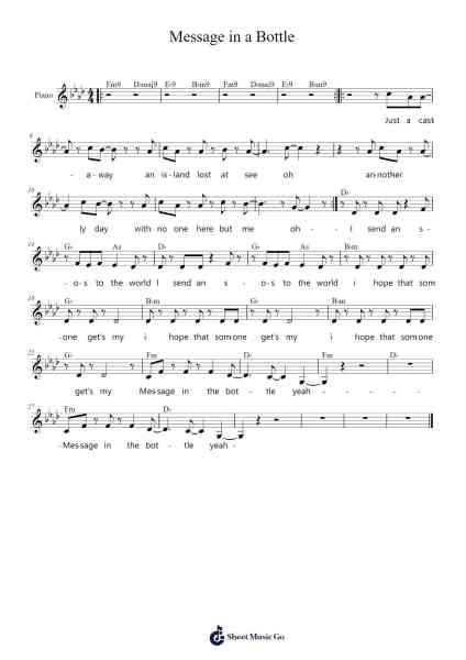 Message in a Bottle Sheet Music by The Police-Arr.Bunjoan Payley