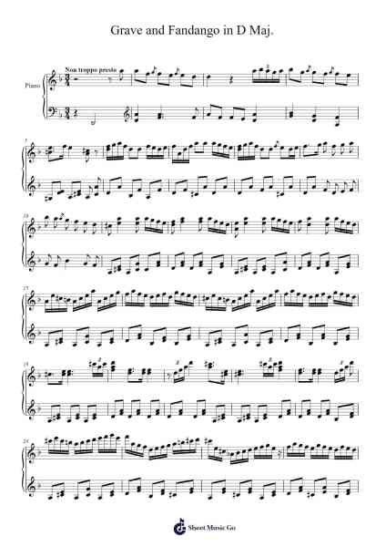 Grave and Fandango in D Major Sheet Music by Luigi Boccherini-Arr.Bisay