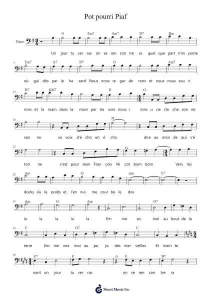 Pot pourri Piaf Sheet Music by -Arr.Saulnick Huddon