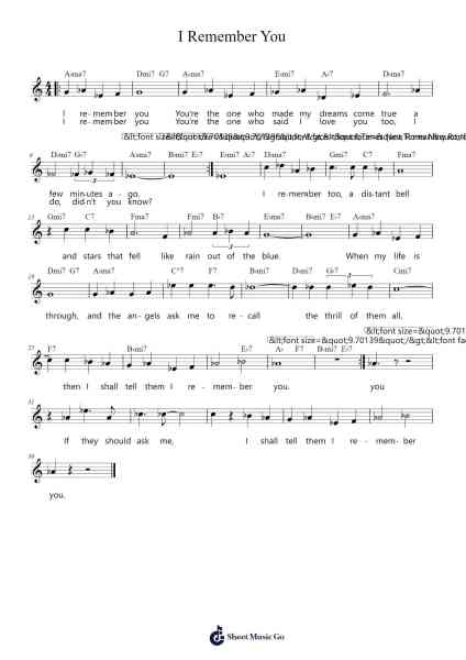 I Remember You Sheet Music by Victor Schertzinger-Arr.Greydre Keithburne