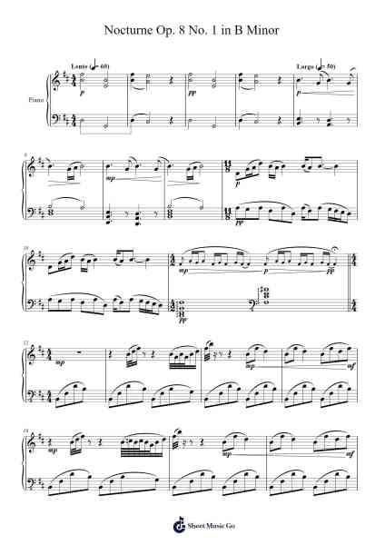 Nocturne Op. 8 No. 1 in B Minor Sheet Music by Haxy-Arr.Billel Samry
