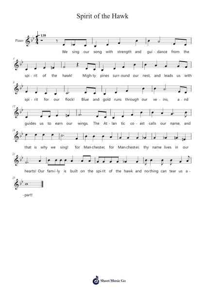 Spirit of the Hawk (Manchester Twp High School Alma Mater) Sheet Music by Hannah Megill-Arr.Ianlay Hullee