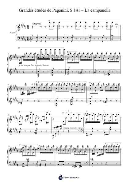 Grandes études de Paganini, S.141 No. 3 in G-Sharp Minor "La campanella" Sheet Music by Franz Liszt-Arr.Bardries Popelroy