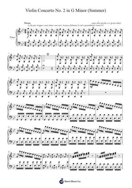 Concerto No. 2 in G Minor, Op. 8, RV 315 "L'estate" (Summer) Sheet Music by Antonio Vivaldi-Arr.Brathus Maydave
