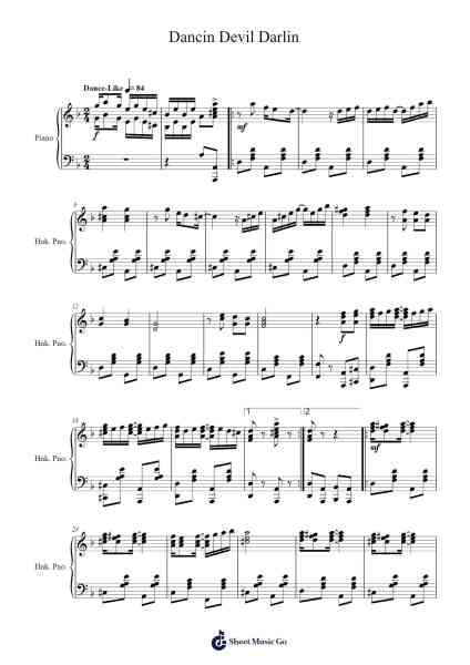 Dancin Devil Darlin Sheet Music by Korichnevyy-Arr.Moulcole Inkit