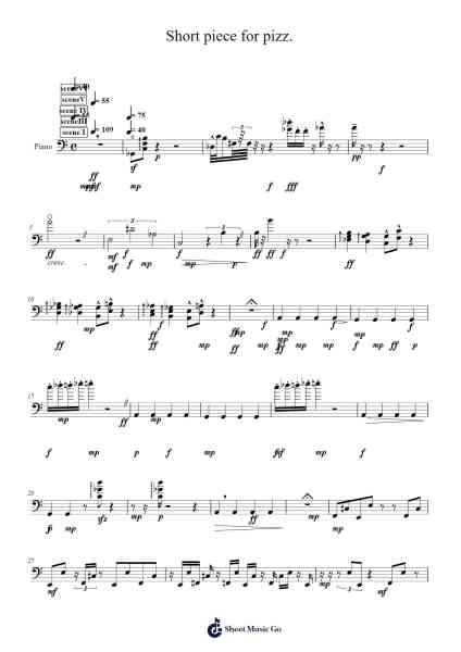 Short piece for pizz. Sheet Music by Grigrace-Arr.Tralind