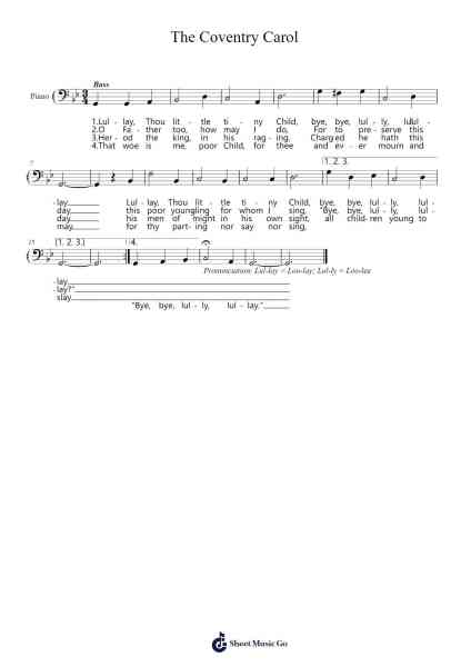 The Coventry Carol Sheet Music by Monnest Bromia-Arr.Hegil Claireglan