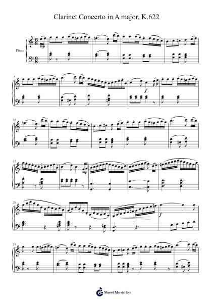 Clarinet Concerto in A Major, K. 622 Sheet Music by Wolfgang Amadeus Mozart-Arr.Manlynch