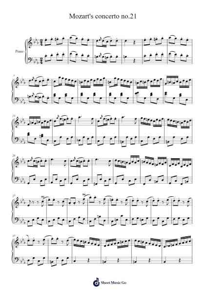 Mozart's concerto no.21 Sheet Music by Wolfgang Amadeus Mozart-Arr.Kyletus Stanchloe
