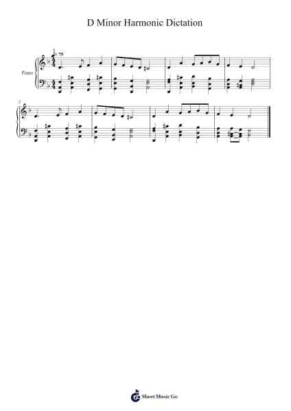 D Minor Harmonic Dictation Sheet Music by Stowedia-Arr.Terfra Whitthune