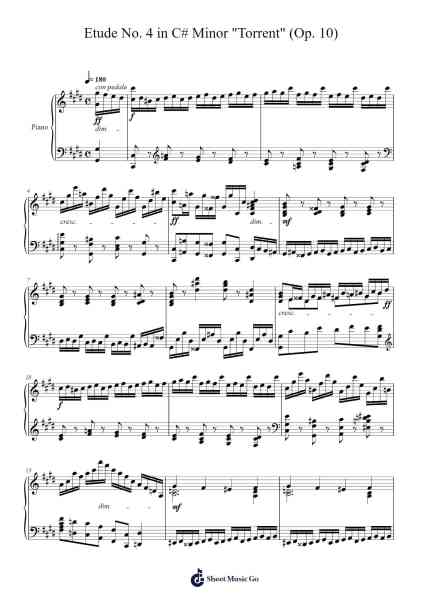 Etude No. 4 in C Sharp Minor, Op. 10 "Torrent" Sheet Music by Frédéric Chopin-Arr.Georfoe