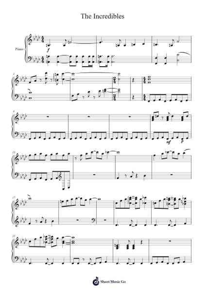The Incredibles 樂譜由 Michael Giacchino - 編曲 Huce Earlville