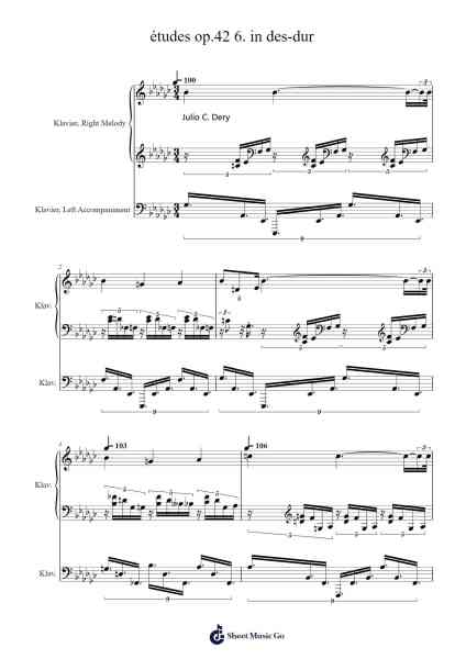 Étude in D-flat Major, Op. 42, No. 6 Sheet Music by borancolak1-Arr.Chloekeats