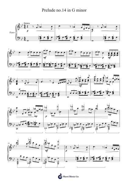 Prelude No. 14 in G Minor Sheet Music by pineapplebagle-Arr.Campleign Eli