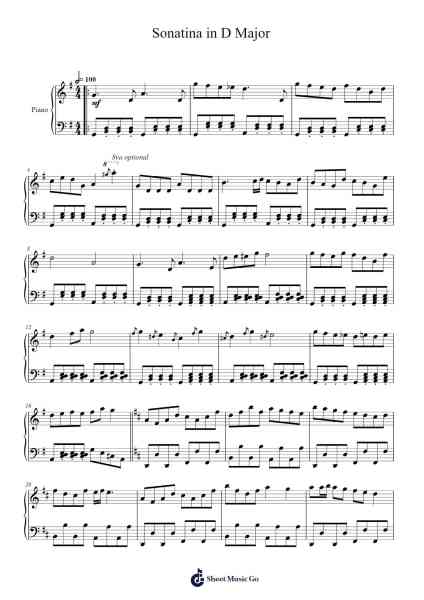 Sonatina in D Major Sheet Music by Thodorebia Lizclife-Arr.Cromflower Raeck