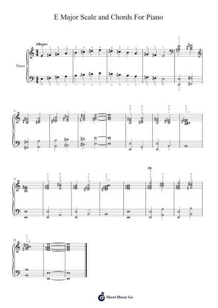E Major Scale and Chords For Piano Sheet Music by Marcus Daitch-Arr.Yonnggiles