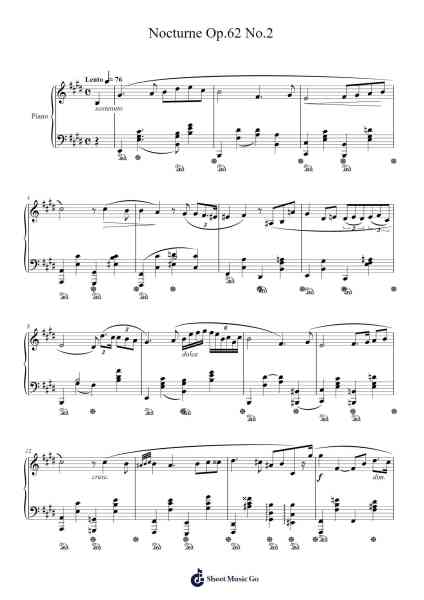 Nocturne in B Major, Op. 62, No. 2 Sheet Music by Frédéric Chopin-Arr.Swinfred Clarkdiah