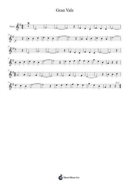Gran Vals Sheet Music by Francisco Tárrega-Arr.Derlian Sumeo