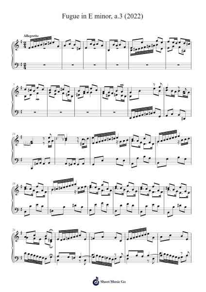Fugue in E Minor, a.3 (2022) Sheet Music by Birly Cashries-Arr.Chamcarr Cherbard