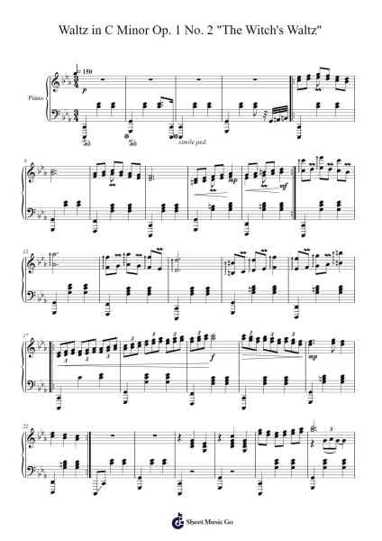 Waltz in C Minor Op. 1 No. 2 "The Witch's Waltz" Sheet Music by Samuel D. Kubik-Arr.Huttwer Sampland