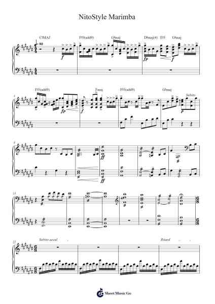 NitoStyle Marimba Sheet Music by Clayton Franks-Arr.Bardthea Faylotte