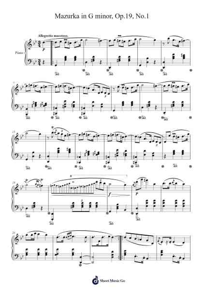 Mazurka in G Minor, Op. 19, No. 1 Sheet Music by Wildeking Pohead-Arr.Atkuk