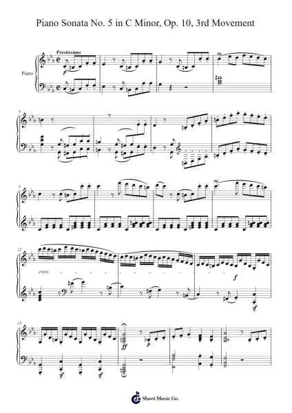 Piano Sonata No. 5 in C Minor, Op. 10: III. Allegretto Sheet Music by Vincent-Arr.Scottcy Bachfinn