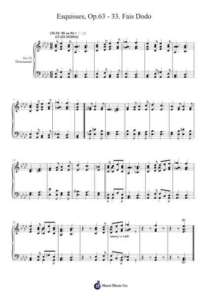 Esquisses, Op. 63: No. 33 Fais Dodo Sheet Music by Charles-Valentin Alkan-Arr.Prupert Cookegram