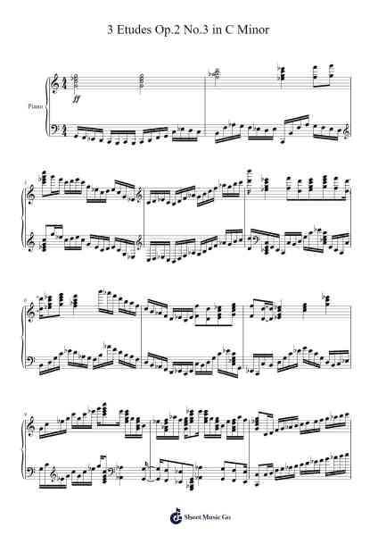 3 Etudes Op.2 No.3 in C Minor Sheet Music by Jacob Greer-Arr.Babberg Neriam
