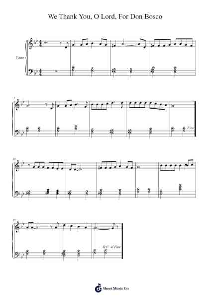 We Thank You, O Lord, For Don Bosco Sheet Music by Prukins Woodbloor-Arr.Yedlis Nycol