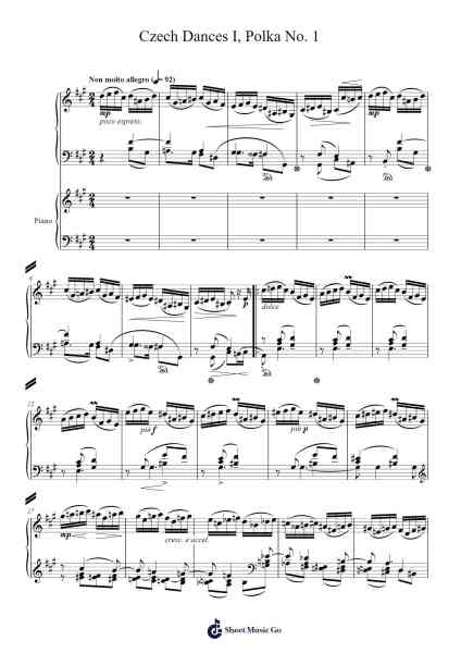 Czech Dances I, Polka No. 1 in E Major, JB 1:107 Sheet Music by Bedřich Smetana-Arr.Humedwight