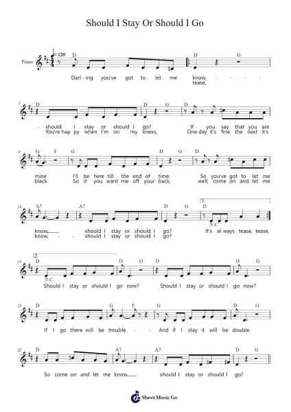 Should I Stay Or Should I Go Sheet Music by The Clash-Arr.Himorse
