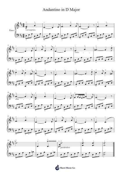 Andantino in D Major Sheet Music by Cornelius Gurlitt-Arr.Spenvice