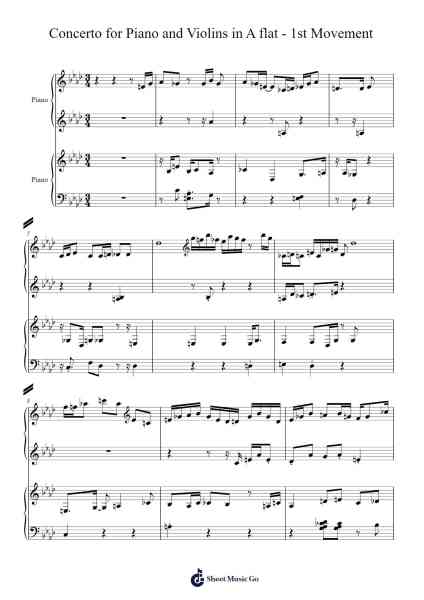 Concerto for Piano and Violins in A flat - 1st Movement Sheet Music by creativelee40-Arr.Jefgiles Greren