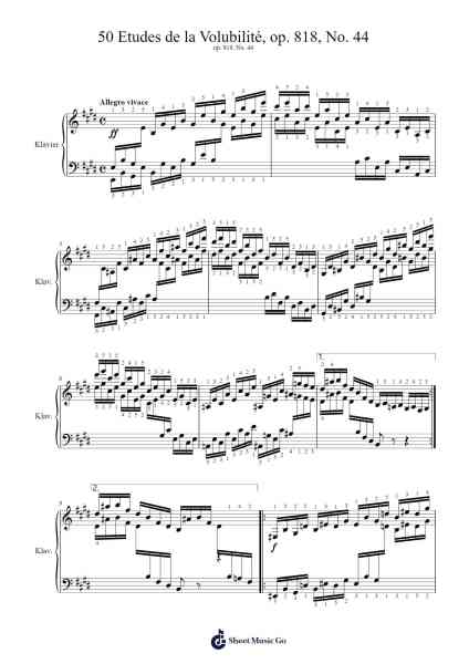 50 Etudes de la Volubilité, Op. 818, No. 44 Sheet Music by Carl Czerny-Arr.Fastsmith Sainsrel