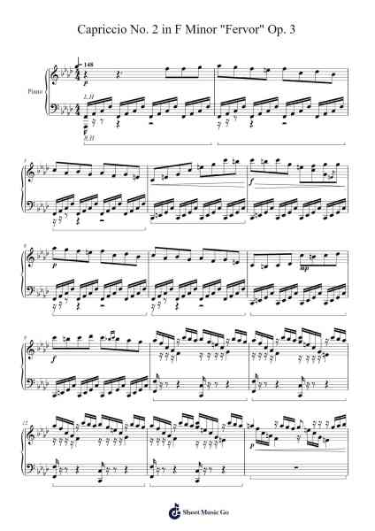 Capriccio No. 2 in F Minor "Fervor" Op. 3 Sheet Music by Donovan Woo-Arr.Camildric