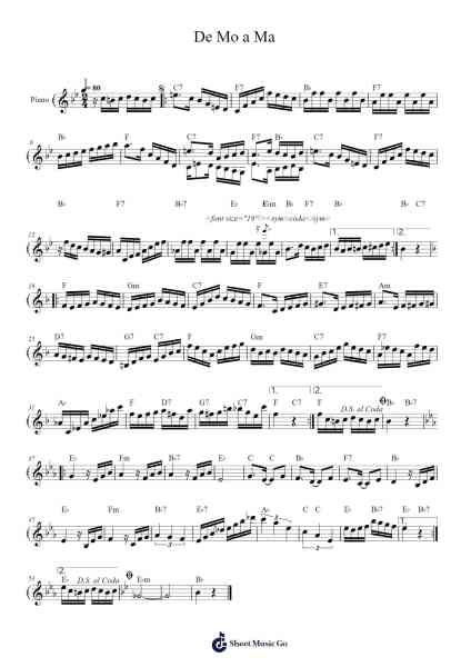 De Mo a Ma Sheet Music by Joejosh Demptout-Arr.Hickstodd Joycedrich