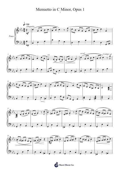 Menuetto in C Minor, Opus 1 Sheet Music by Lamborn Bostrid-Arr.Harjo