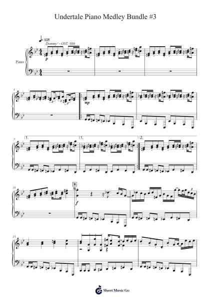 Undertale Piano Medley Bundle #3 Sheet Music by Bygill Dobpher-Arr.Beernoel Oisensharp