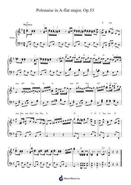 Polonaise in A-flat major, Op. 53 Sheet Music by Frédéric Chopin-Arr.Reylome