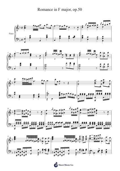 Romance in F Major, Op. 50 Sheet Music by Ludwig van Beethoven-Arr.Bonrian Vanqe