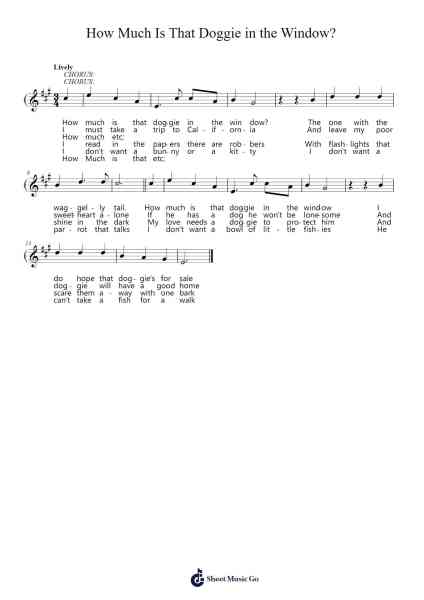 How Much Is That Doggie in the Window? Sheet Music by undefined-Arr.Nyroy Vebe