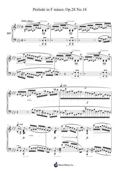 Prelude in F Minor, Op. 28 No. 18 Sheet Music by Frédéric Chopin-Arr.Sidmons