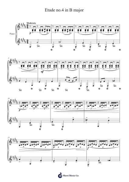 Etude no.4 in B major Sheet Music by Ibott Rithe-Arr.Griren