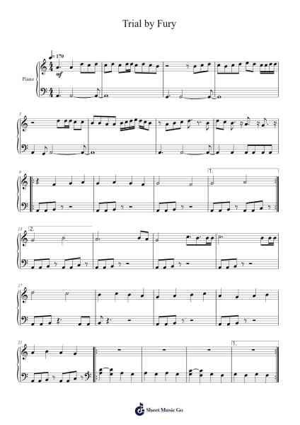 Trial by Fury Sheet Music by MasterSwordRemix-Arr.Holmesney Cliffcol
